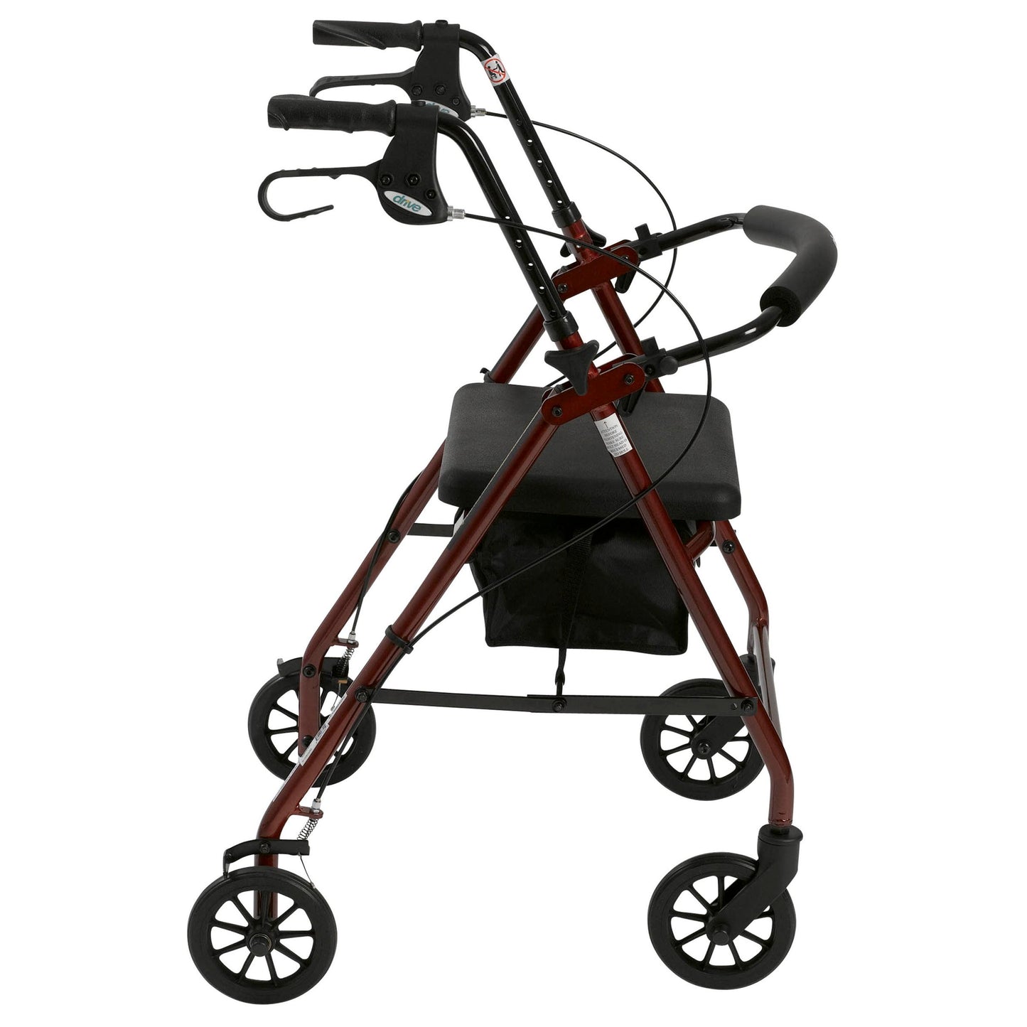 Rollator 4-wheel With Pouch & Padded Seat Red - Drive