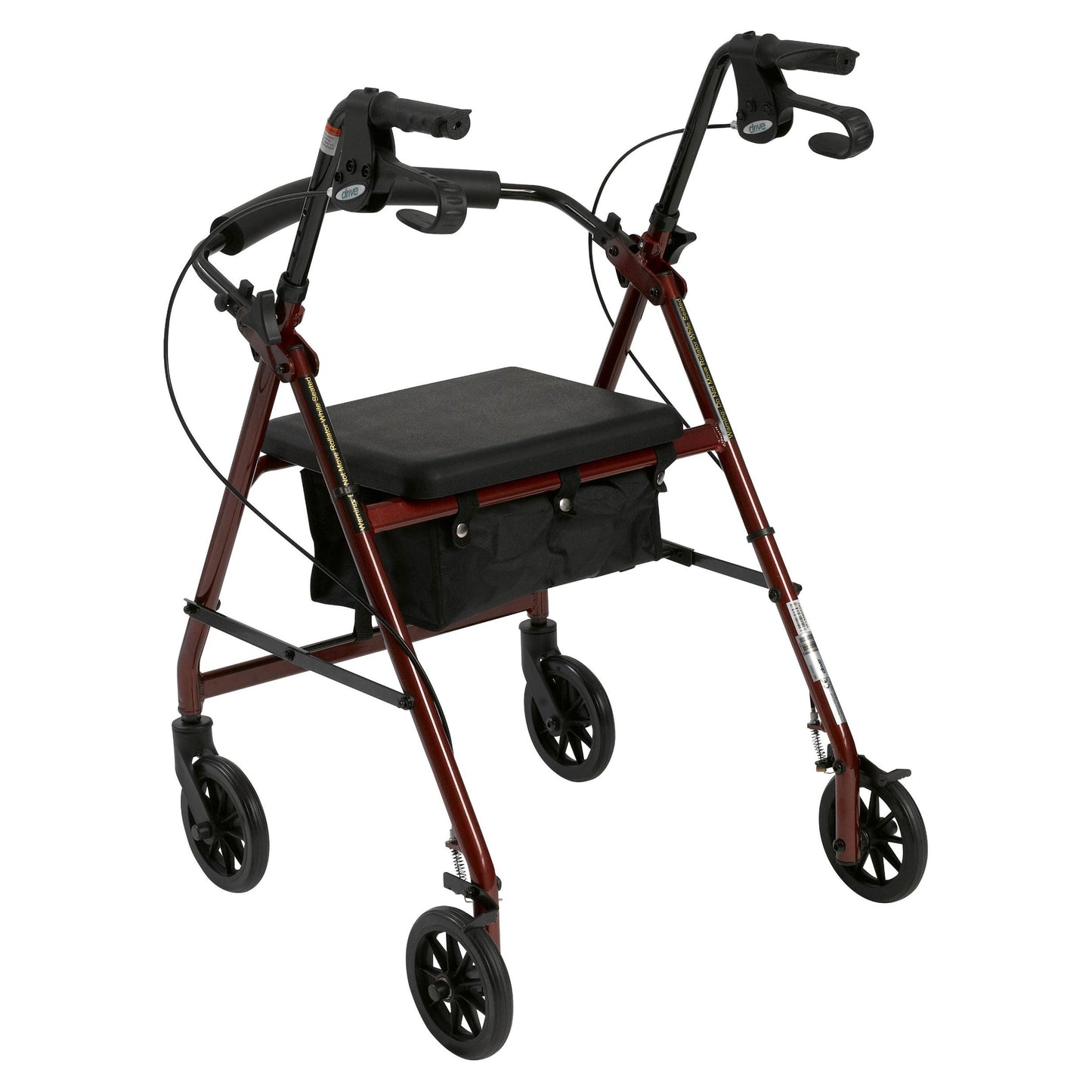 Rollator 4-wheel With Pouch & Padded Seat Red - Drive