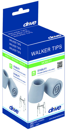 Univ Tips Grey 1 Shaft - Pr. For Crutch Walkers Commodes