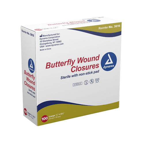 Adhesive Bandages Sterile Butterfly 1/2 X2-3/4 Bx/100
