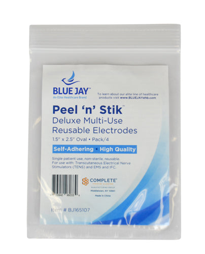 Reusable Electrodes Pack/4 1.5 X2.5 Oval Blue Jay Brand