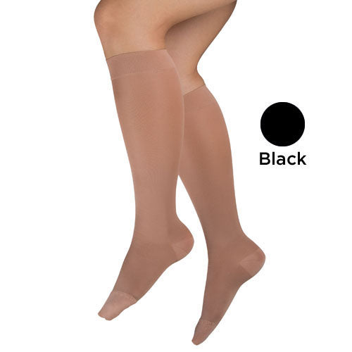 Ladies' Sheer Firm Support Lg 20-30mmhg Knee Highs Black