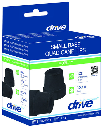 Cane Tips 1/2 For Quad Canes (small Base) 4/box Black Drive