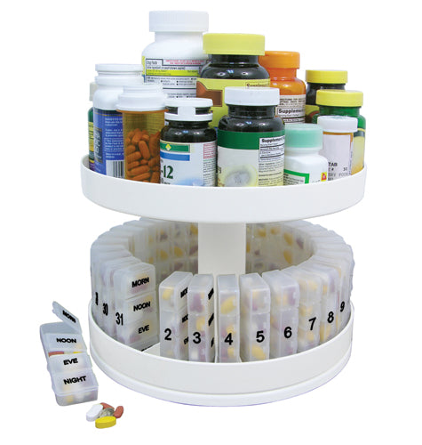 Revolving Medicine Center W/31daily Pill Compartments