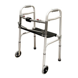 Walker W/seat Adult  2-button & 5  Wheels  Roscoe