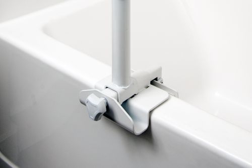 Bathtub Security Pole & Curve Grab Bar  White