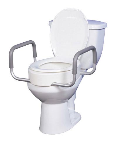 Elevated Toilet Seat W/arms For Elongated Toilets T/f