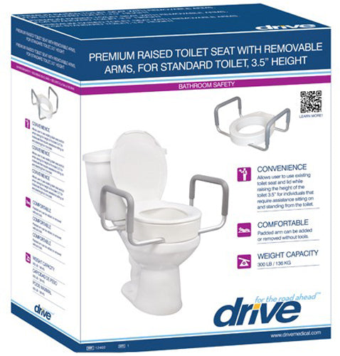 Elevated Toilet Seat W/arms For Elongated Toilets T/f