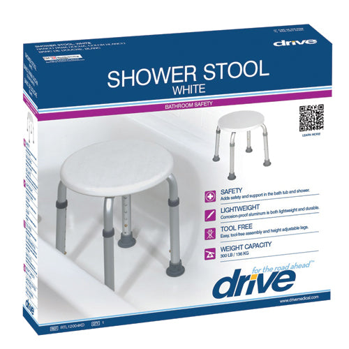 Bath Stool  - Round  White By Drive