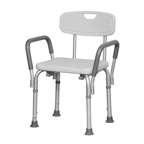 Bath Bench Adj Ht. W/back-kd Remov. Padded Arms  (pmi)