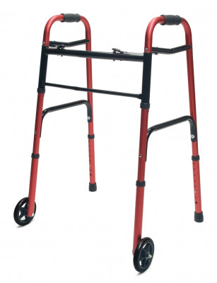 Walker  Adult W/5  Wheels Folding  Red  Case Of 2