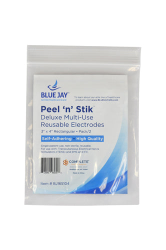 Reusable Electrodes  Pack/2 3 X4 Rectangle  Blue Jay Brand