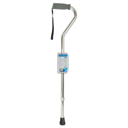 Cane  Soft Foam Offset Handle  Blue Jay  Silver With Strap