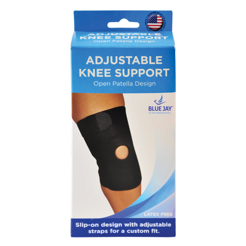 Blue Jay Adj Knee Support Open Patella Design  Black  Lg/xlg