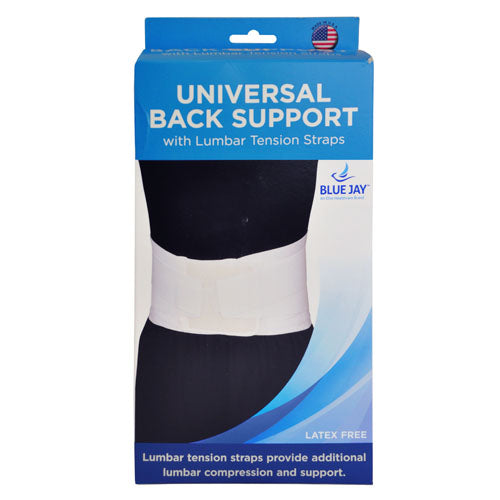 Blue Jay Univ Back Support W/lumbar Tension Straps-white