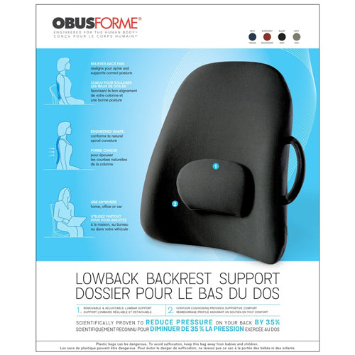 Lowback Backrest Support Obusforme Black (bagged)