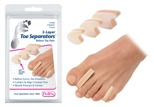 3-layer Toe Separators Pk/6 2-sm  2-md  2-lg