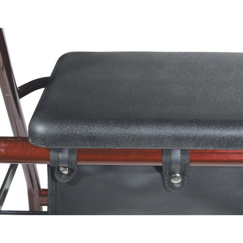 Rollator  Aluminum W/fold-up & Remov Back  Padded Seat Red