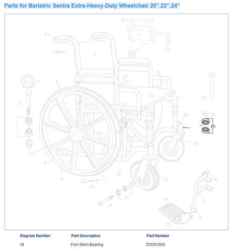 Wheelchair Fork Bearing Only